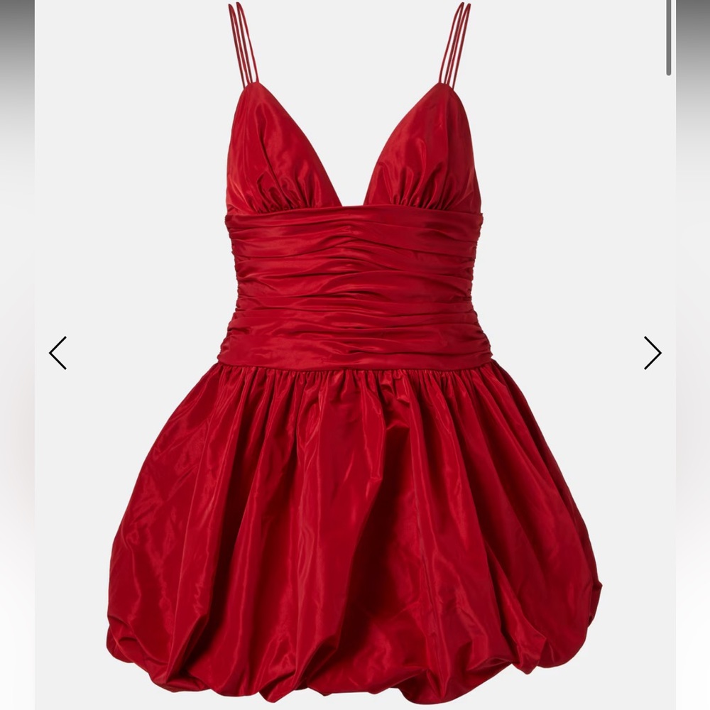 STAUD Red Ruched Mini Dress